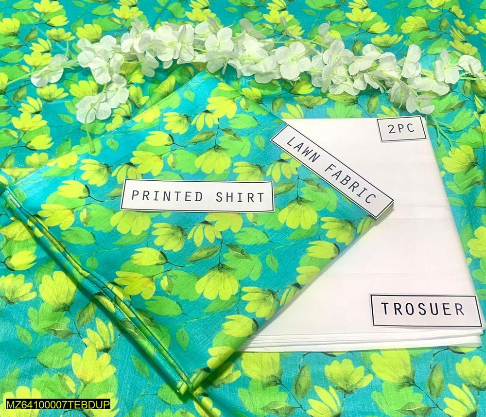 2 Pcs Women's Unstitched Lawn Digital Print Suit